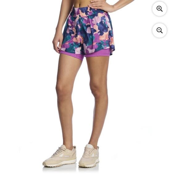 Reebok Womens Reflex Running Short, Size XS Multi Watercolor purple Blue NWT - Picture 1 of 5
